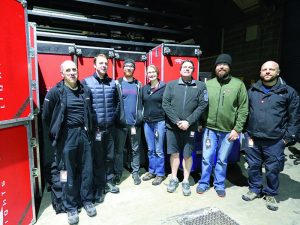 The lighting team with Lighting Director, Roland Greil (second from the right).